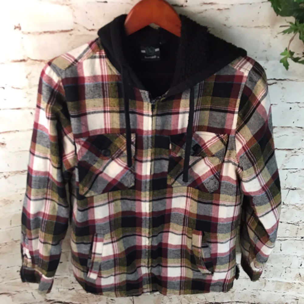 COPY - Burnside Plaid Fuzzy Flannel Hoodie Jacket